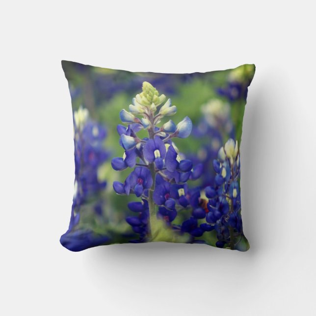 Texas Bluebonnet Throw Pillow (Front)