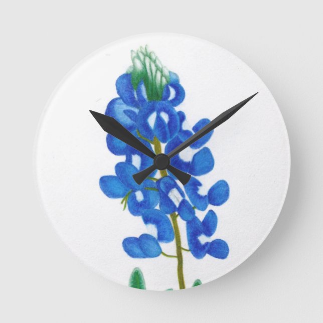 Texas Bluebonnet Wall Clock (Front)