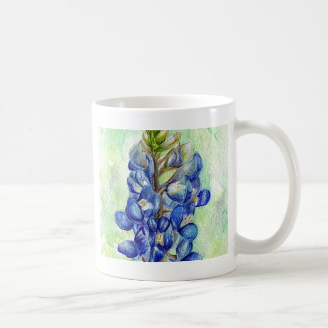 Texas Bluebonnet Wildflower Drawing Coffee Mug (Right)