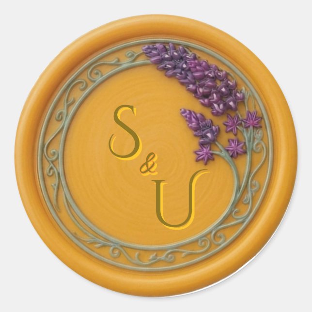 Texas Bluebonnet Wildflower Wedding Wax Seal (Front)