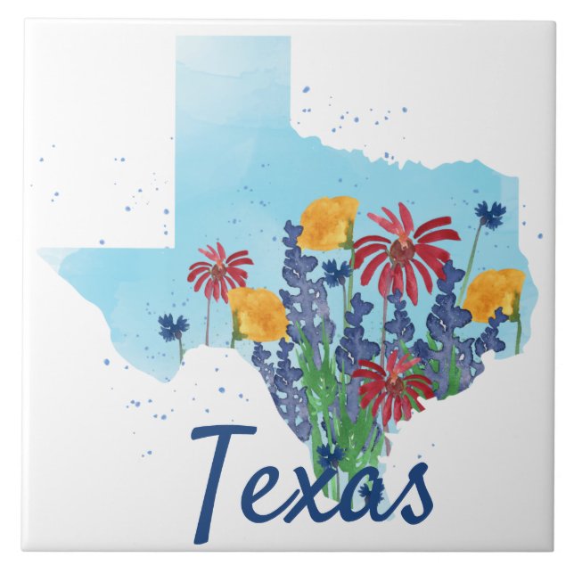 Texas Bluebonnet Wildflowers Tile (Front)