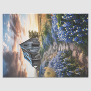 Texas Bluebonnets and Old Barn Decoupage Tissue Paper