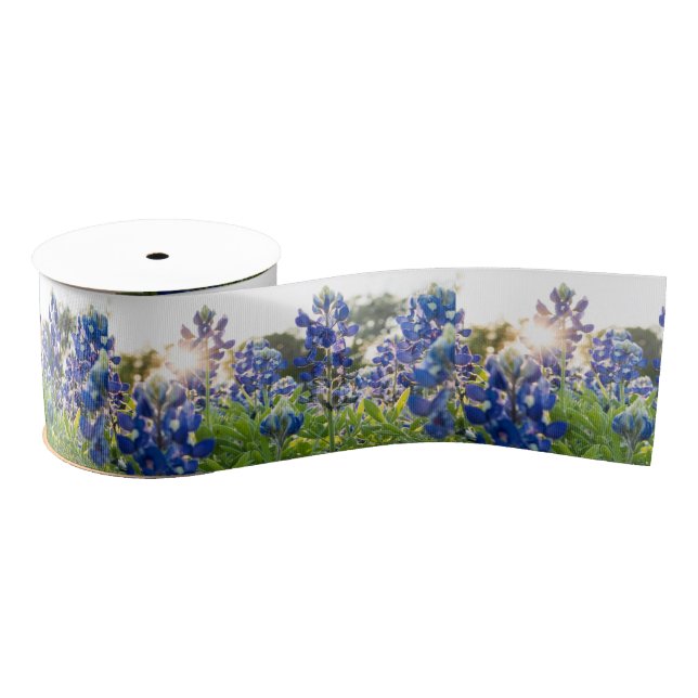 Texas Bluebonnets Blue Flowers Texan Floral Grosgrain Ribbon (Spool)