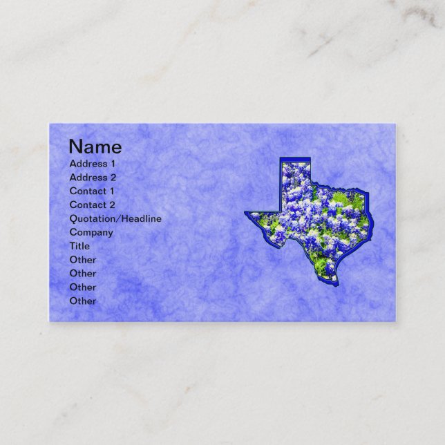 TEXAS BLUEBONNETS BUSINESS CARD (Front)