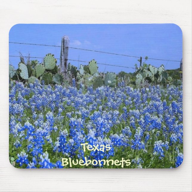Texas Bluebonnets & Cactus at the Farm Mousepad (Front)
