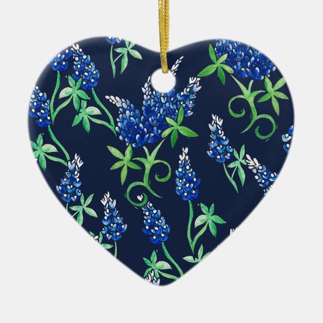 Texas Bluebonnets Ceramic Tree Decoration (Front)