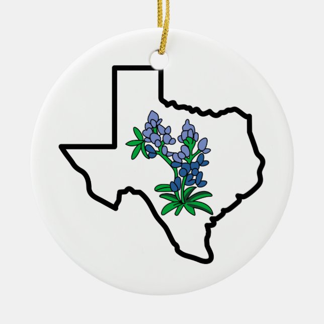 Texas Bluebonnets Ceramic Tree Decoration (Front)