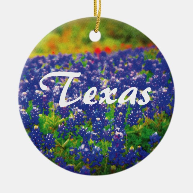 Texas Bluebonnets Ceramic Tree Decoration (Front)