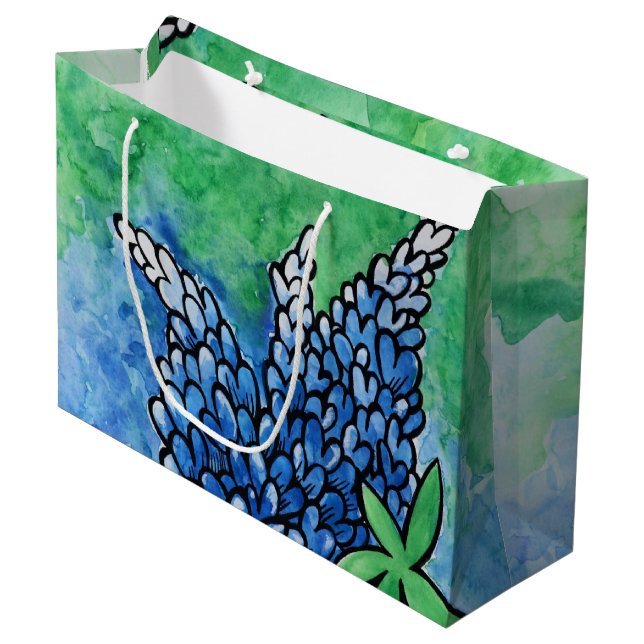 Texas Bluebonnets Large Gift Bag (Front Angled)