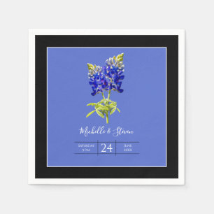 Texas Bluebonnets on Blue, Spring Wedding Napkin