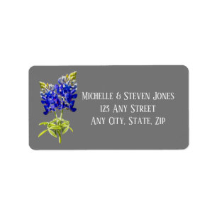 Texas Bluebonnets on Dark Grey, Spring Wedding Label