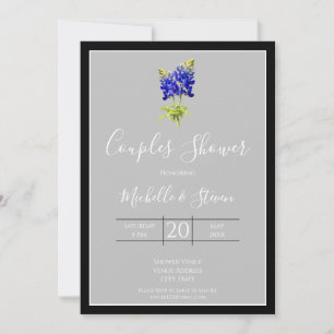 Texas Bluebonnets on Light Grey, Spring, Couples Invitation