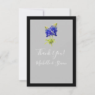 Texas Bluebonnets on Light Grey, Spring Wedding Thank You Card
