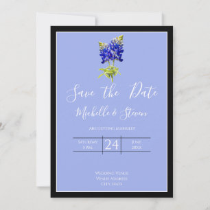 Texas Bluebonnets on Slate Blue Spring, Save Date Invitation