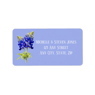 Texas Bluebonnets on Slate Blue, Spring Wedding Label