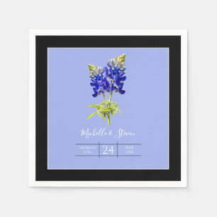 Texas Bluebonnets on Slate Blue, Spring Wedding Napkin