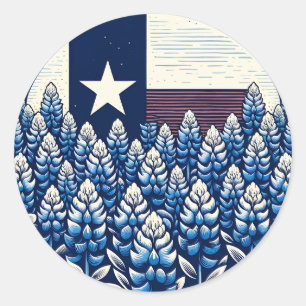 Texas Bluebonnets State Flag Texan Pride Classic Round Sticker