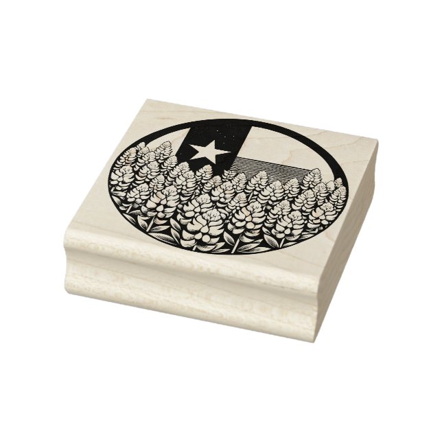 Texas Bluebonnets State Flag Texan Pride           Rubber Stamp (Stamp)