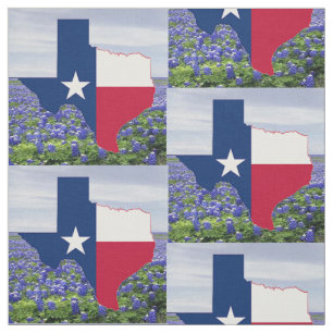 Texas Bluebonnets Texas Shape Flag Fabric 4.5"