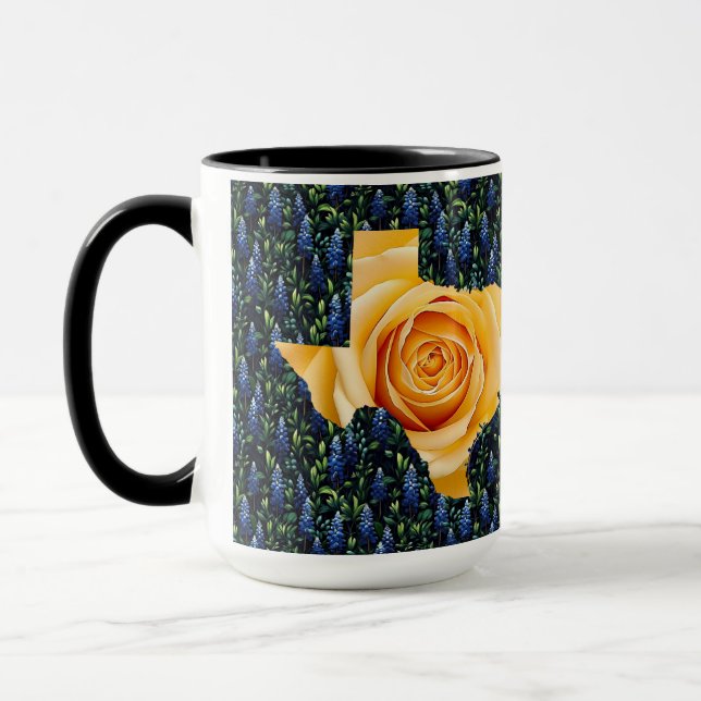 Texas Bluebonnets & Yellow Rose Mug (Left)