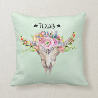 Texas Boho Cow Skull With Flowers Chic Trendy