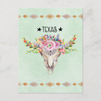 Texas Boho Cow Skull With Flowers Chic Trendy