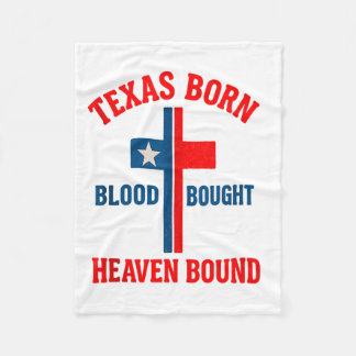 Texas Born, Blood Bought, Heaven Bound Cross Tank Fleece Blanket