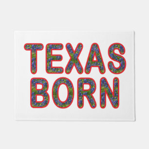 Texas Born Bluebonnet Doormat