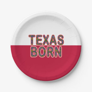 Texas Born Bluebonnet Paper Plate