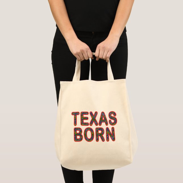 Texas Born Bluebonnet Tote Bag (Front (Product))