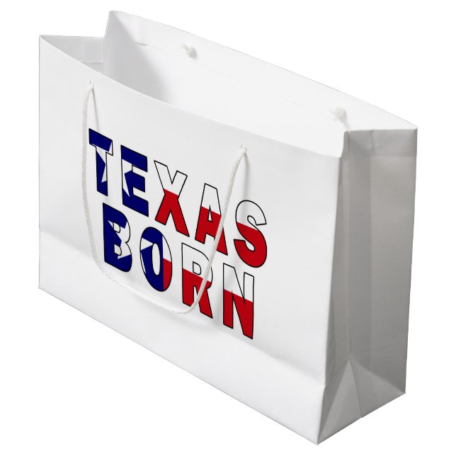Texas Born Flag Large Gift Bag (Front Angled)