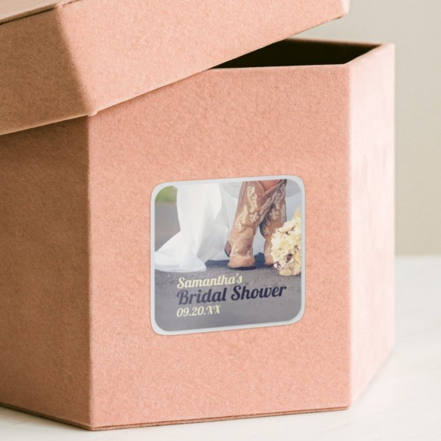 Texas Bride in Boots Bridal Shower Square Sticker (Creator Uploaded)