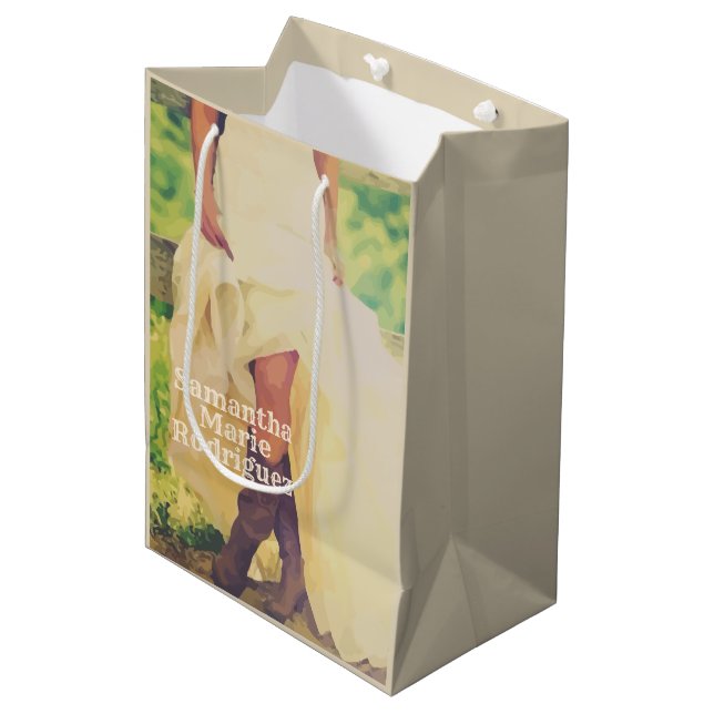 Texas Bride in Boots Medium Gift Bag (Front Angled)