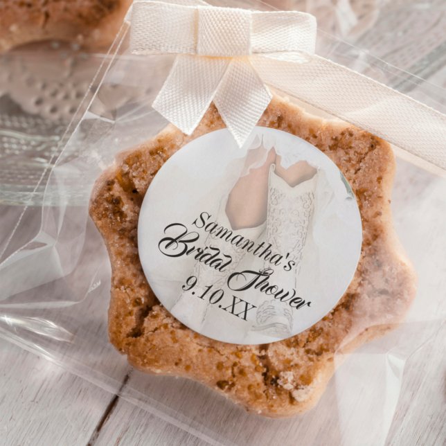 Texas Bride in Rhinestone Boots Bridal Shower Classic Round Sticker (Creator Uploaded)