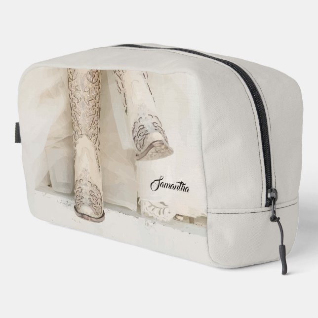 Texas Bride in Rhinestone Boots Dopp Kit (Right Corner)