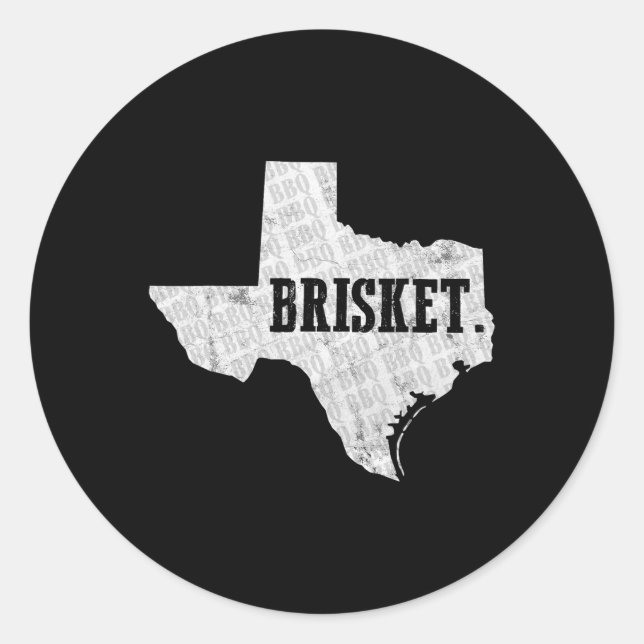 Texas Brisket Bbq And Pitmaster Tee  Classic Round Sticker (Front)