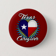 Texas Caregiver round button (maroon background)