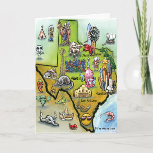 Texas Cartoon Map Card