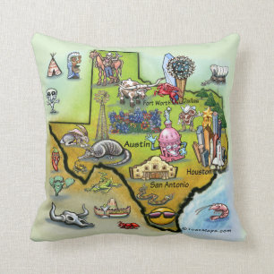Texas Cartoon Map Cushion