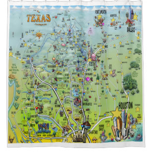 Texas Cartoon Map Shower Curtain