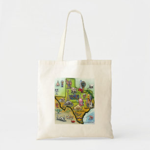 Texas Cartoon Map Tote Bag