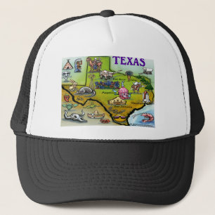 TEXAS Cartoon Map Trucker Hat