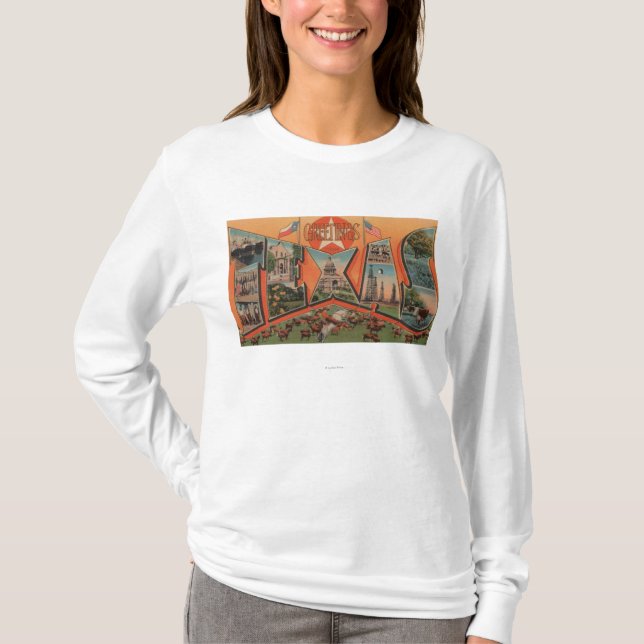 Texas (Cattle Grazing Scene)Large Letter T-Shirt (Front)