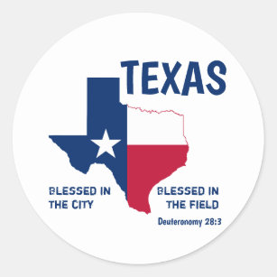 TEXAS Christian Scripture Blessed Classic Round Sticker