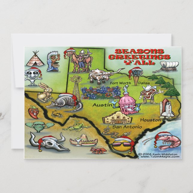 TEXAS Christmas Map Holiday Card (Front)