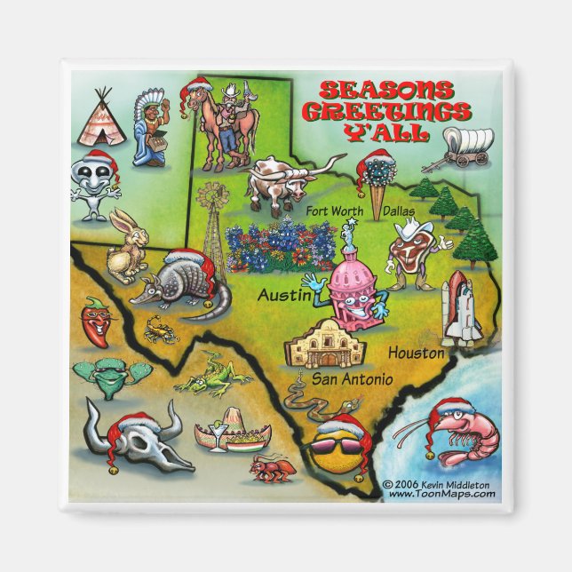 TEXAS Christmas Map Magnet (Front)