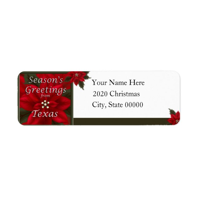 Texas Christmas Poinsettia Return Address (Front)