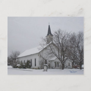 Texas church snow postcard