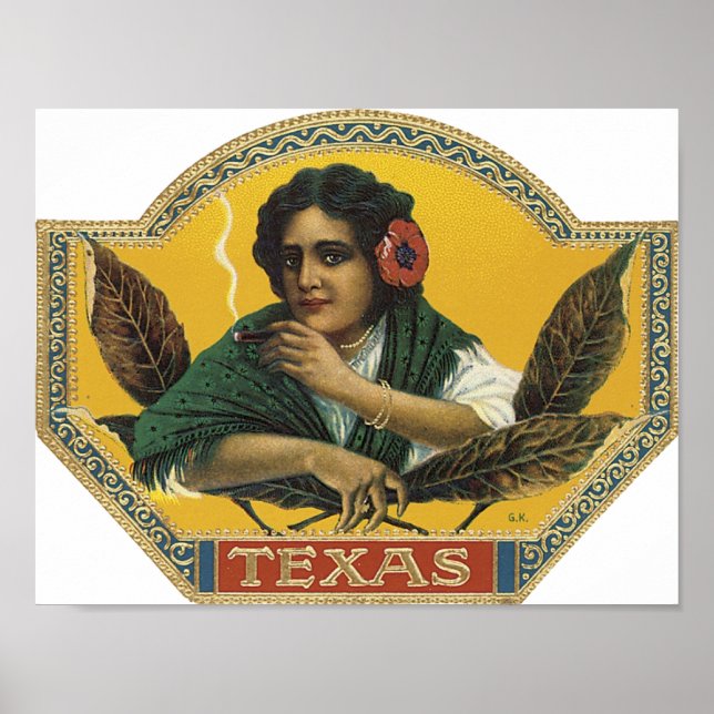 Texas Cigar Label Poster (Front)
