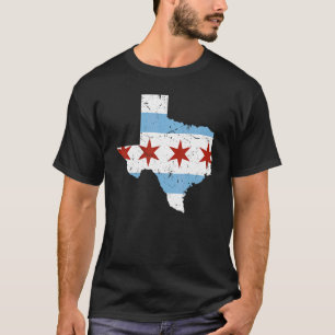 Texas City Chicago Flag Grunge Travelling South Si T-Shirt